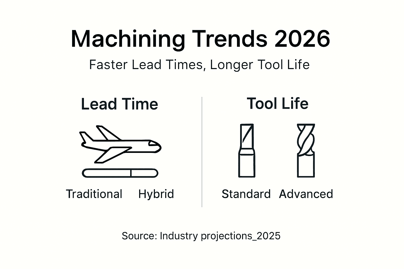 Infographic comparing machining trends and improvements