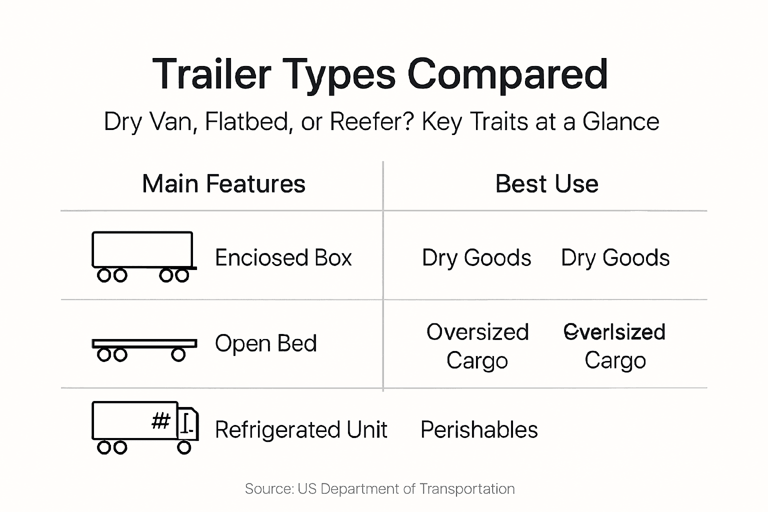 Infographic comparing trailer types and uses