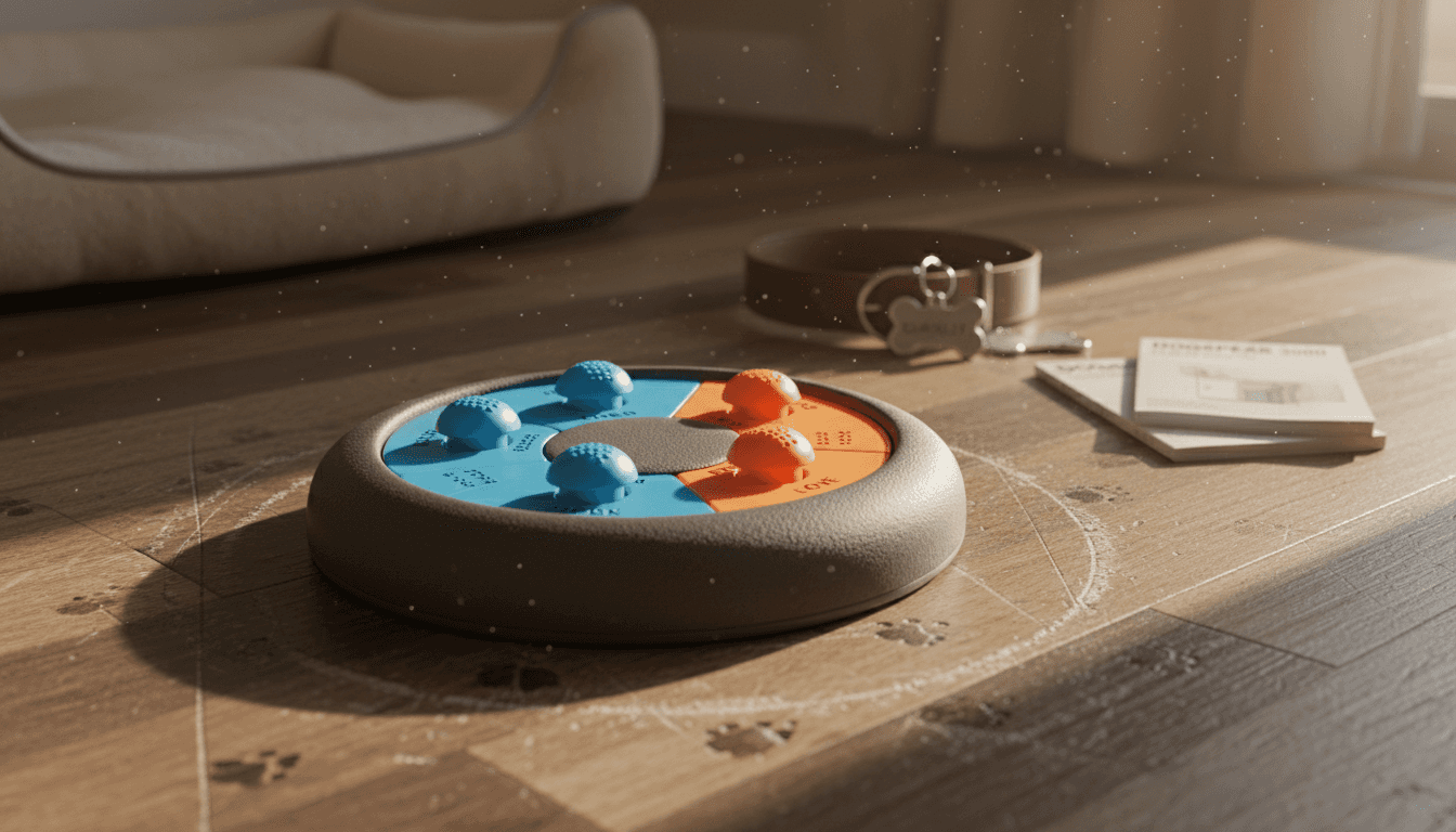 Accessible features on dog device close-up