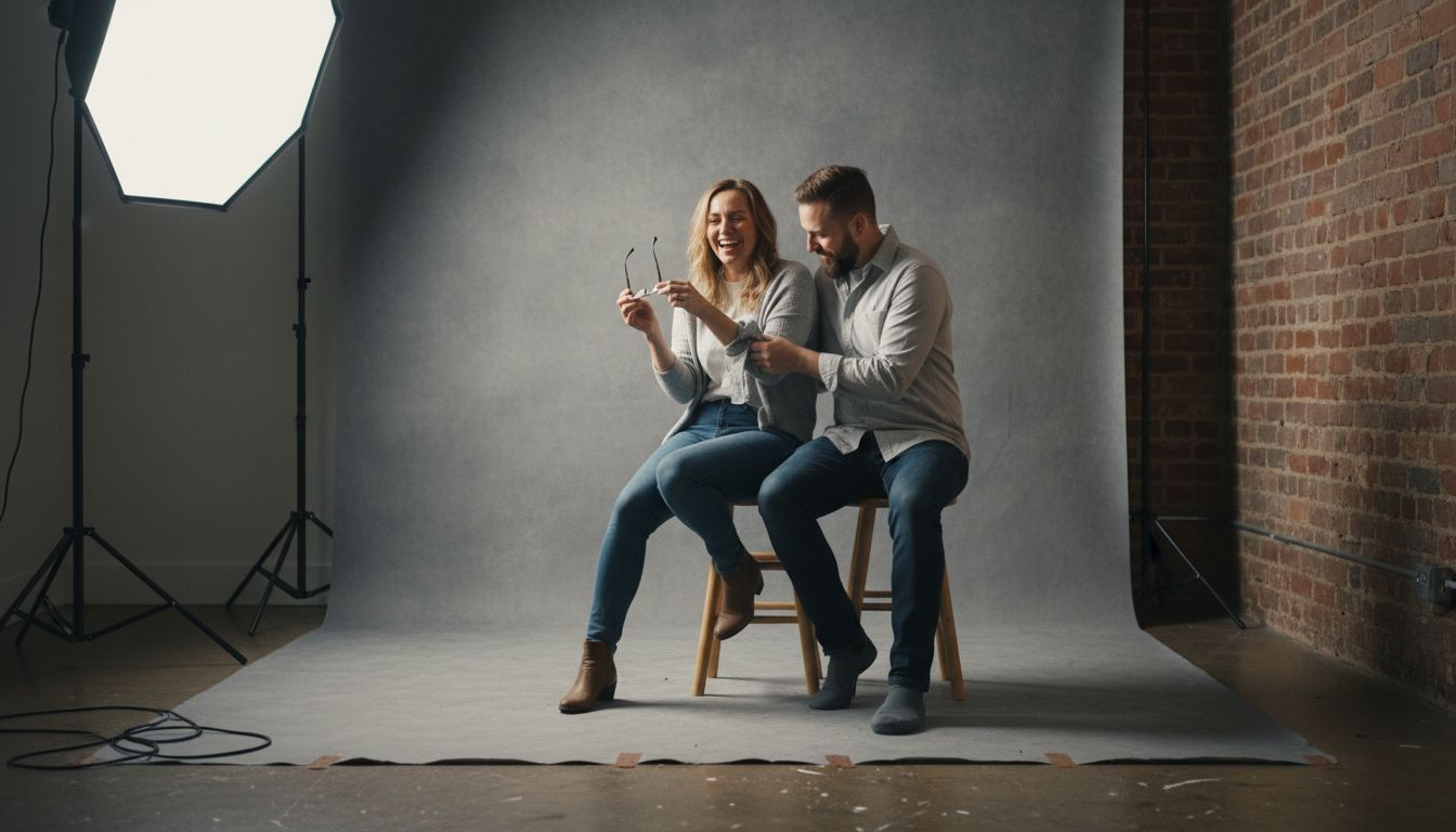 Studio couple portrait with relaxed atmosphere