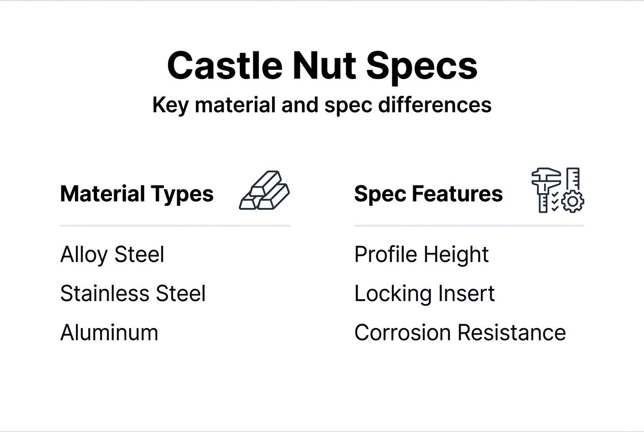 Infographic showing castle nut material and specs