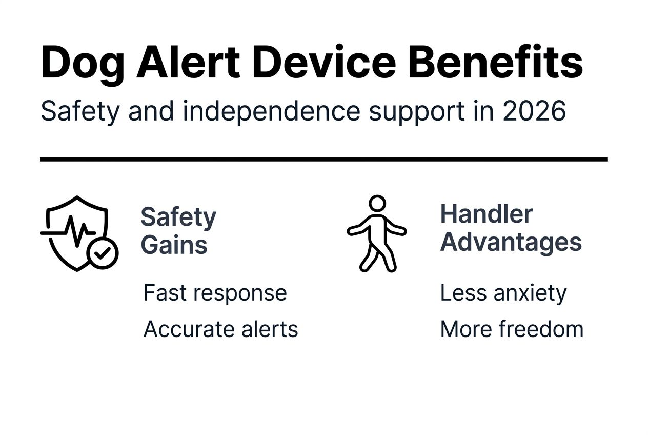 Infographic showing dog alert device benefits