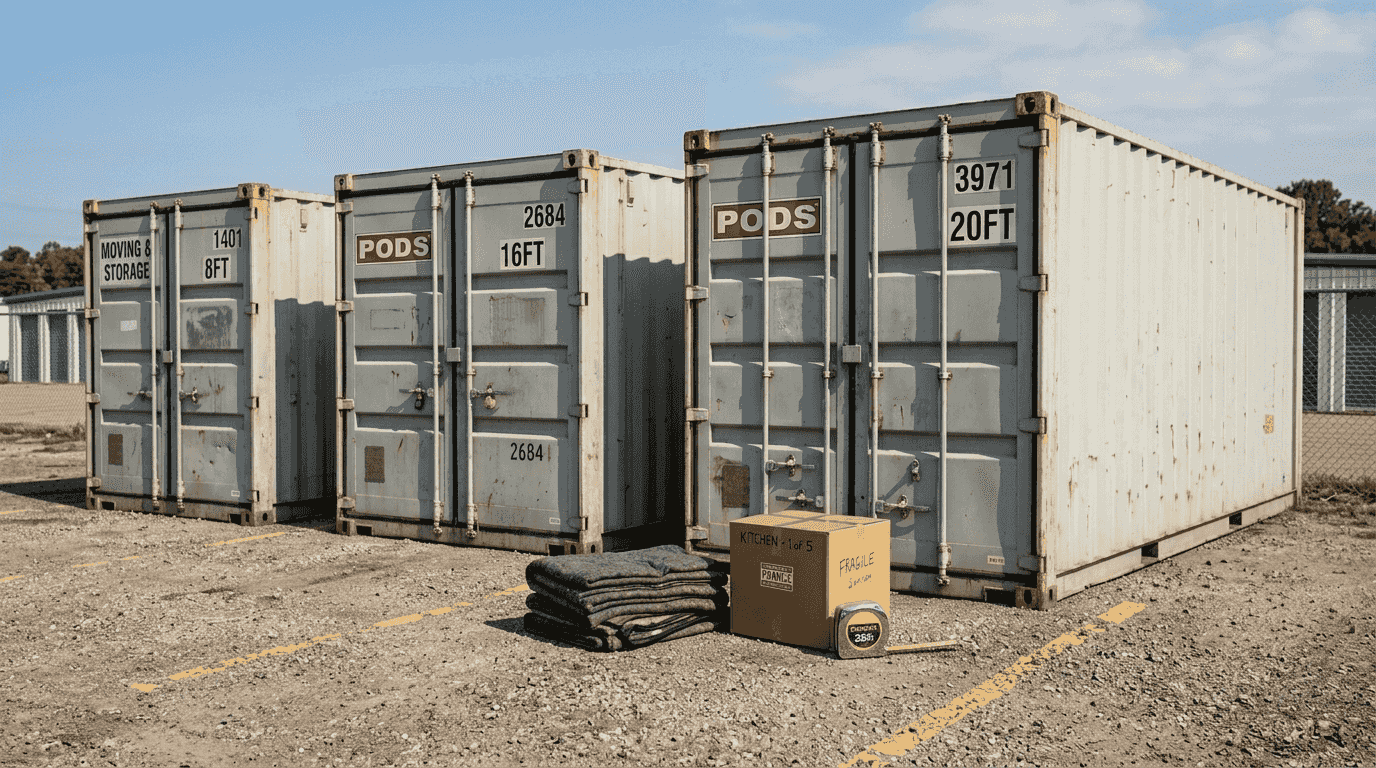 Containers of three different sizes lined up