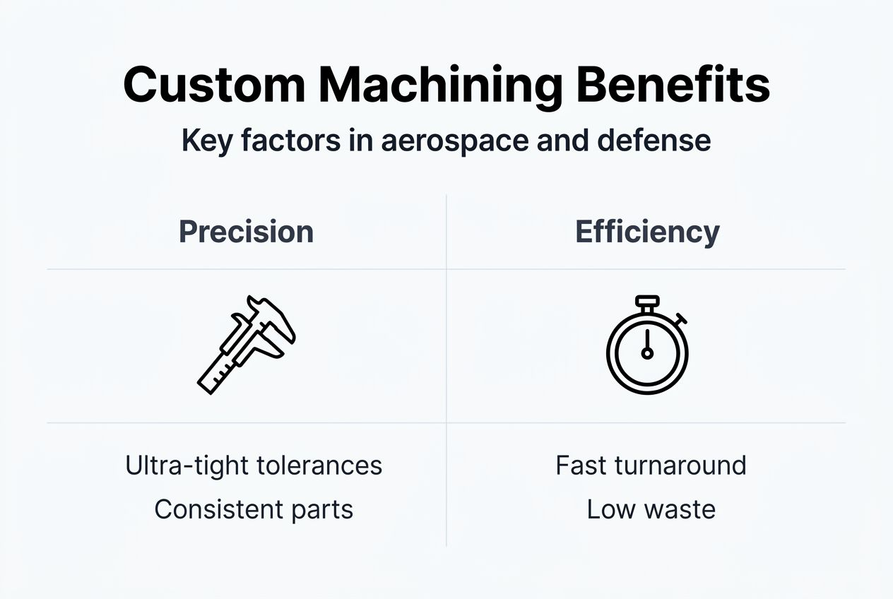 Infographic of custom machining key aerospace benefits