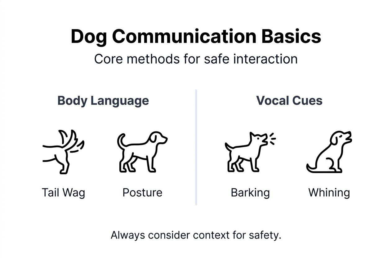 Infographic showing main dog communication types