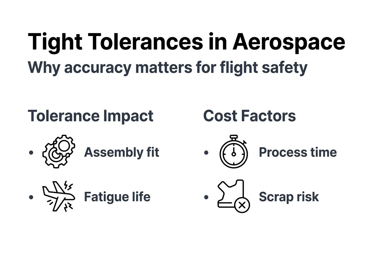 Infographic showing aerospace tolerances and cost factors