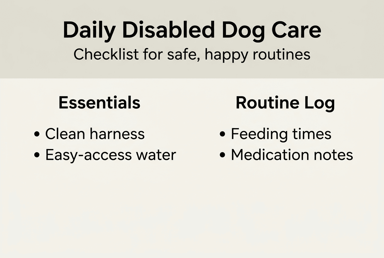 Infographic of disabled dog care daily checklist