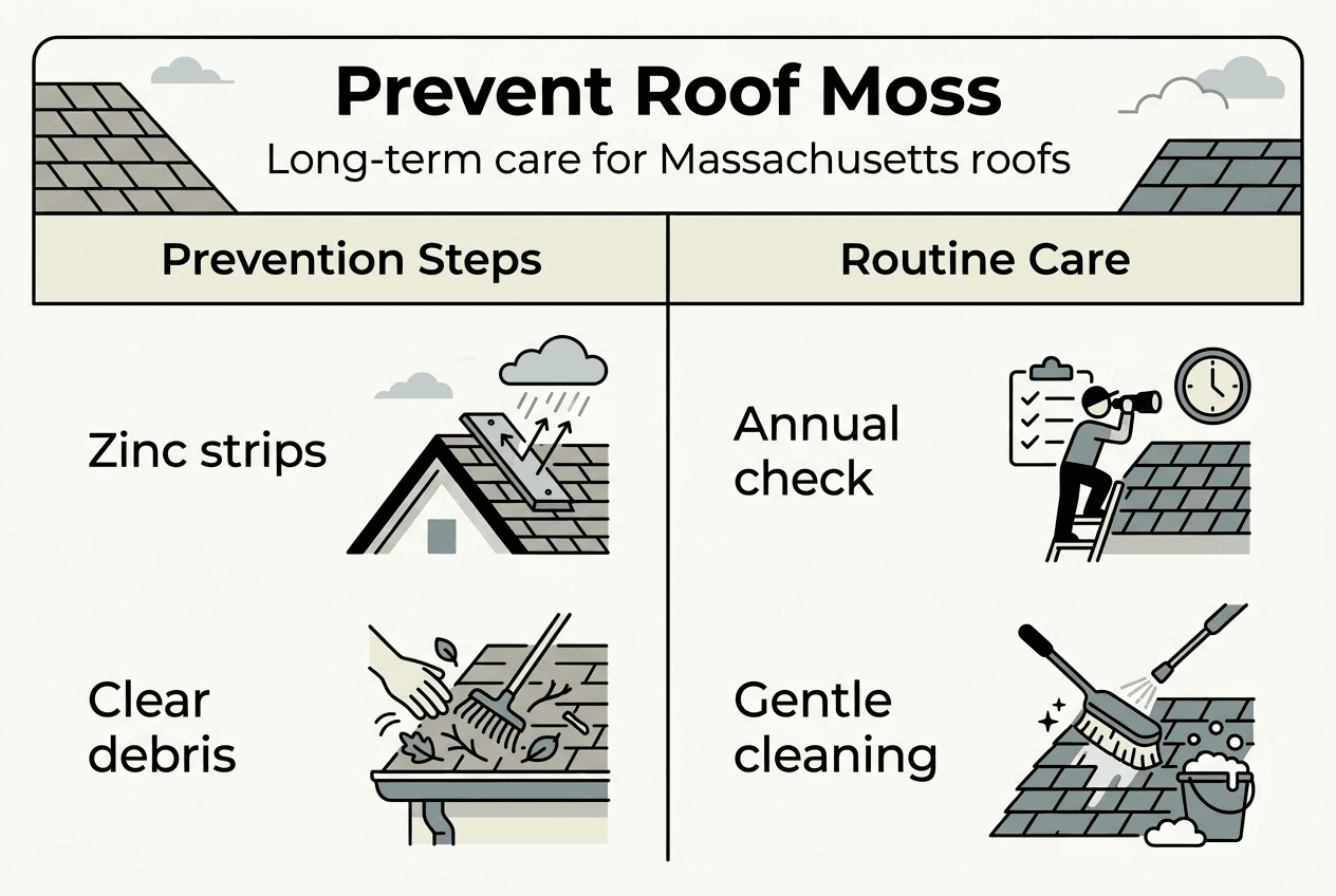 Infographic on roof moss prevention steps