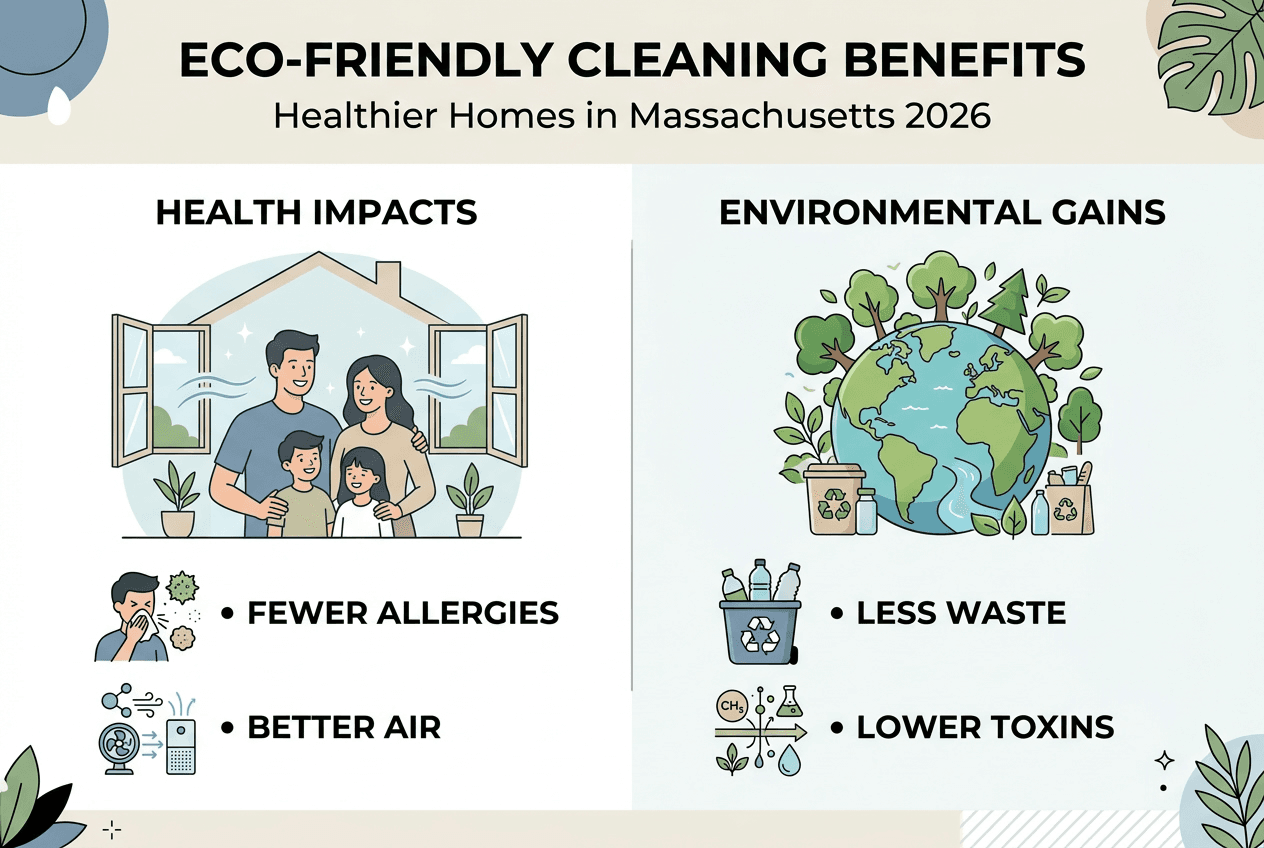 Infographic of eco-friendly cleaning health and environmental gains