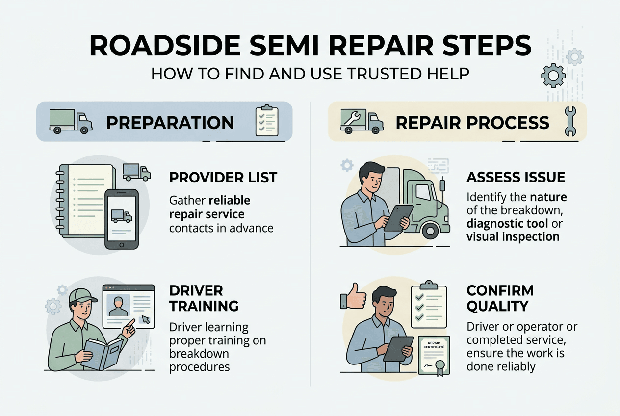 Infographic showing roadside repair process steps