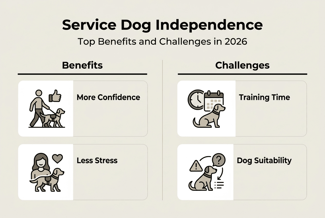 Infographic on service dog independence pros and cons