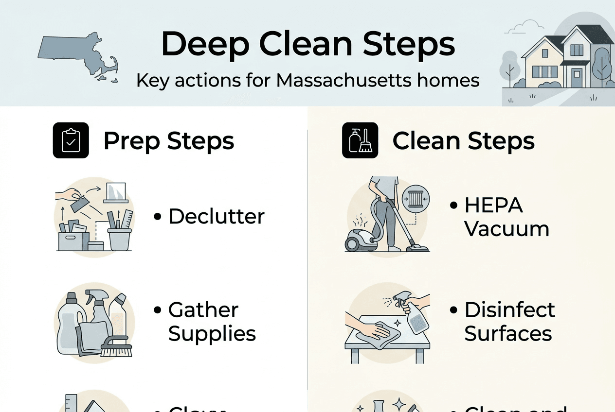 Infographic summarizing deep cleaning steps