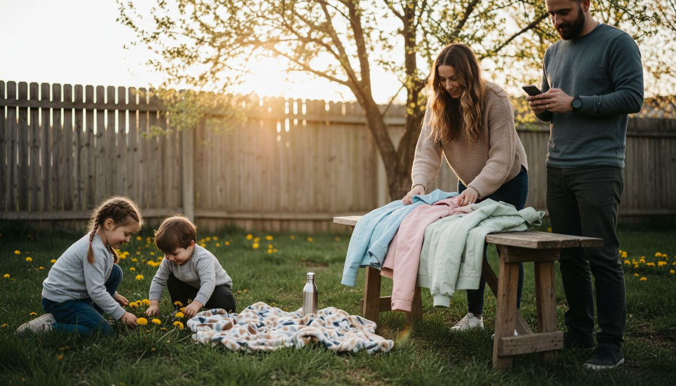 Family preparing for outdoor photo session
