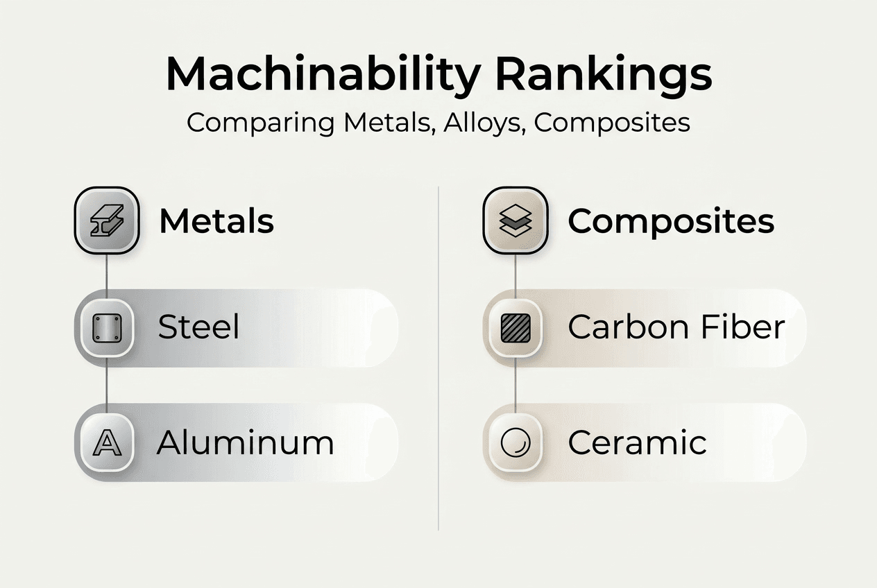 Infographic comparing machinability of materials