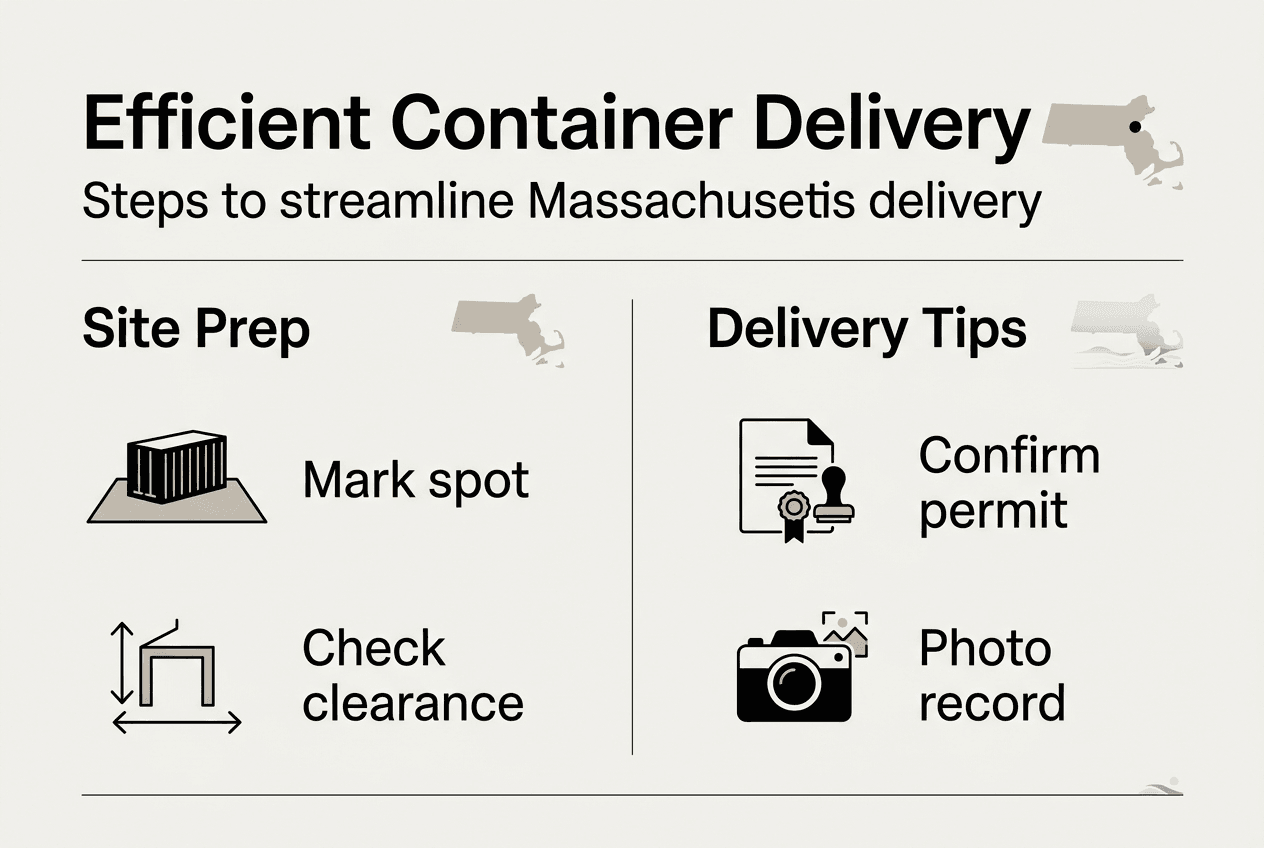 Infographic illustrating streamlined container delivery steps