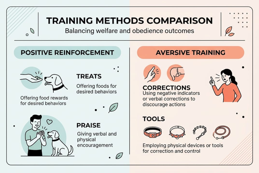 Infographic comparing dog training methods