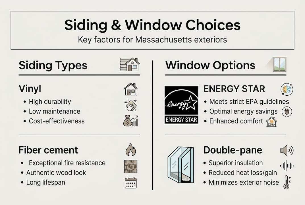 Infographic comparing siding and window materials