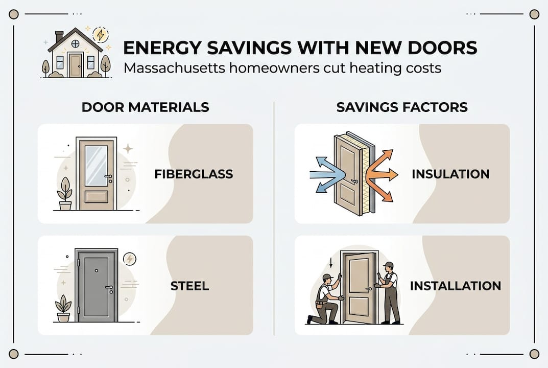 Infographic showing door materials and savings factors