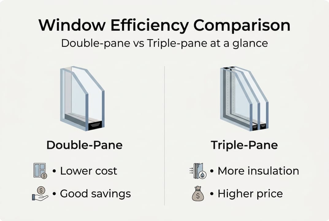 Infographic comparing double-pane and triple-pane windows