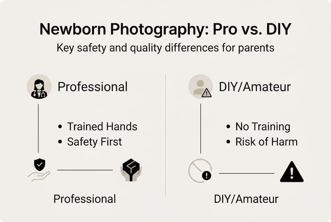Infographic comparing professional and DIY newborn photography