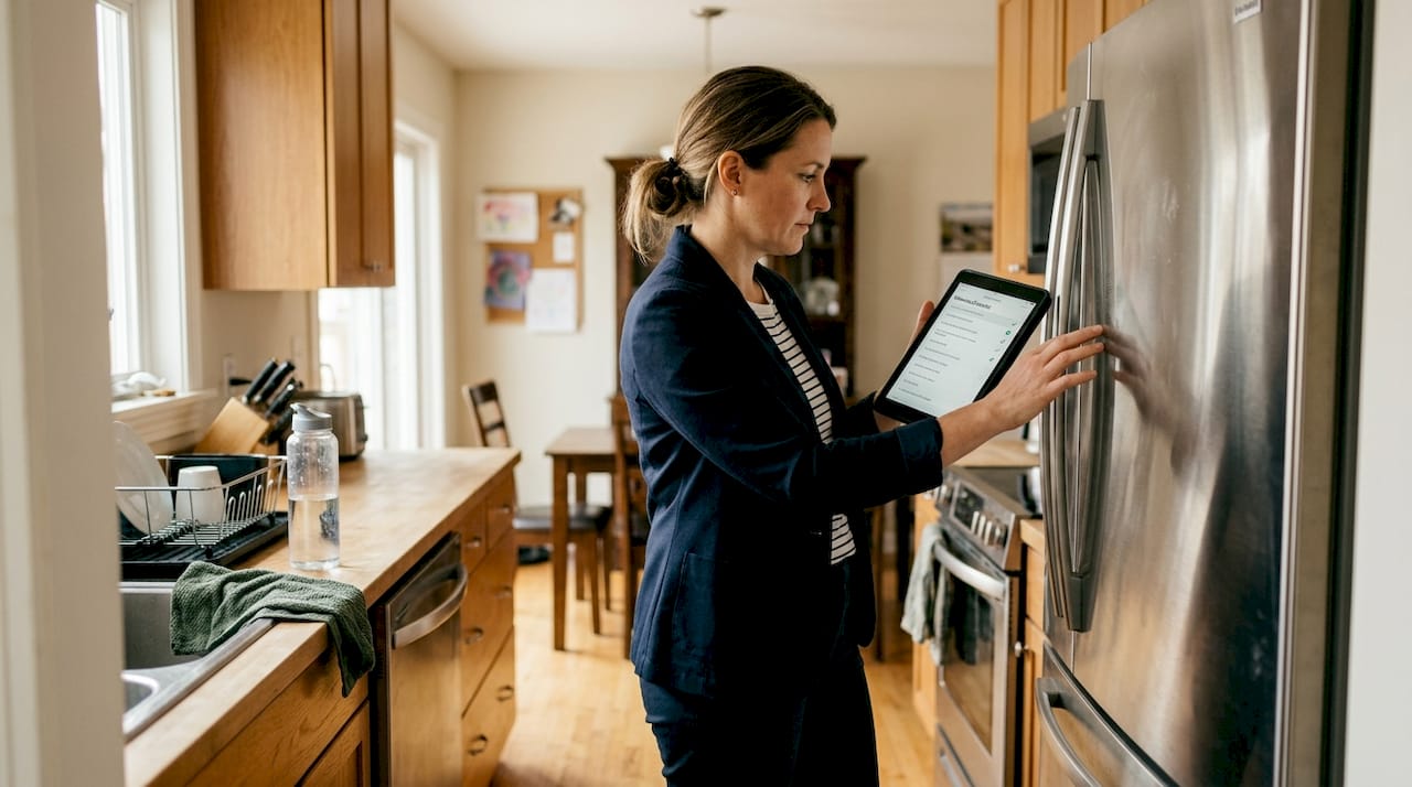 Supervisor verifying home kitchen cleaning checklist