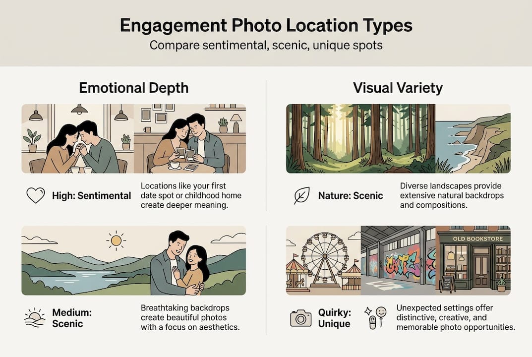 Infographic comparing photo location types and features