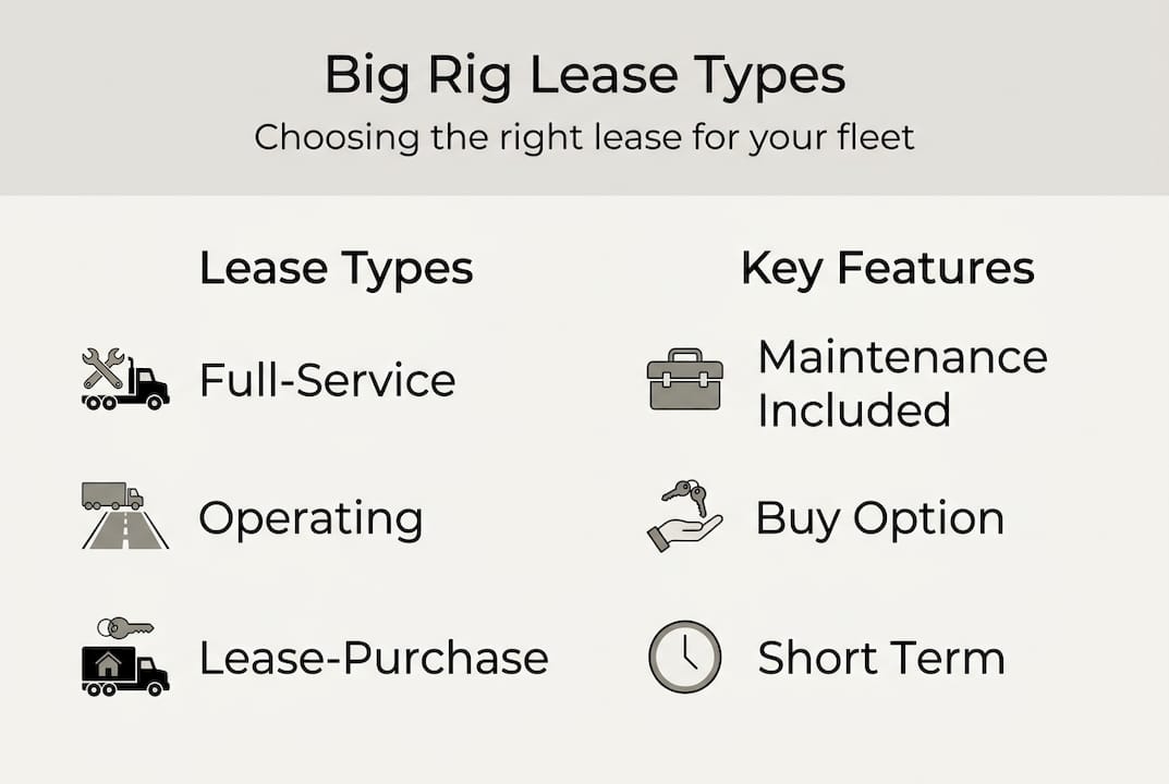 Infographic comparing big rig lease types
