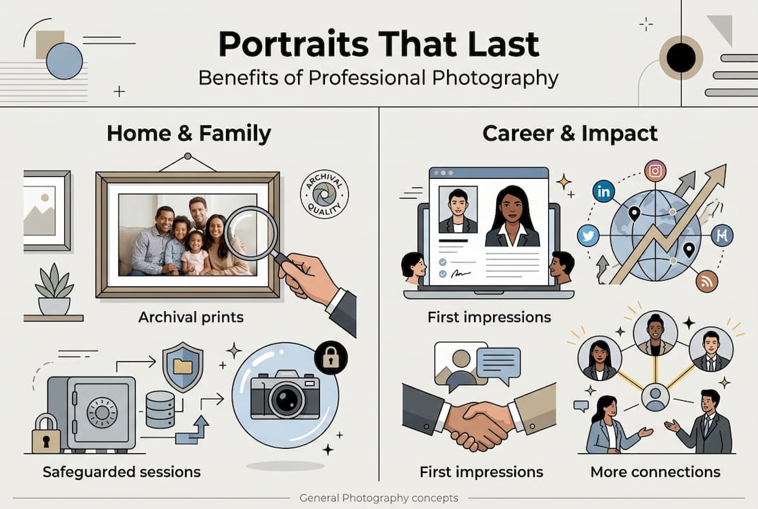Infographic of professional portrait benefits