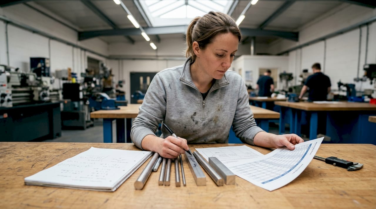 Engineer evaluating metal samples for firearms