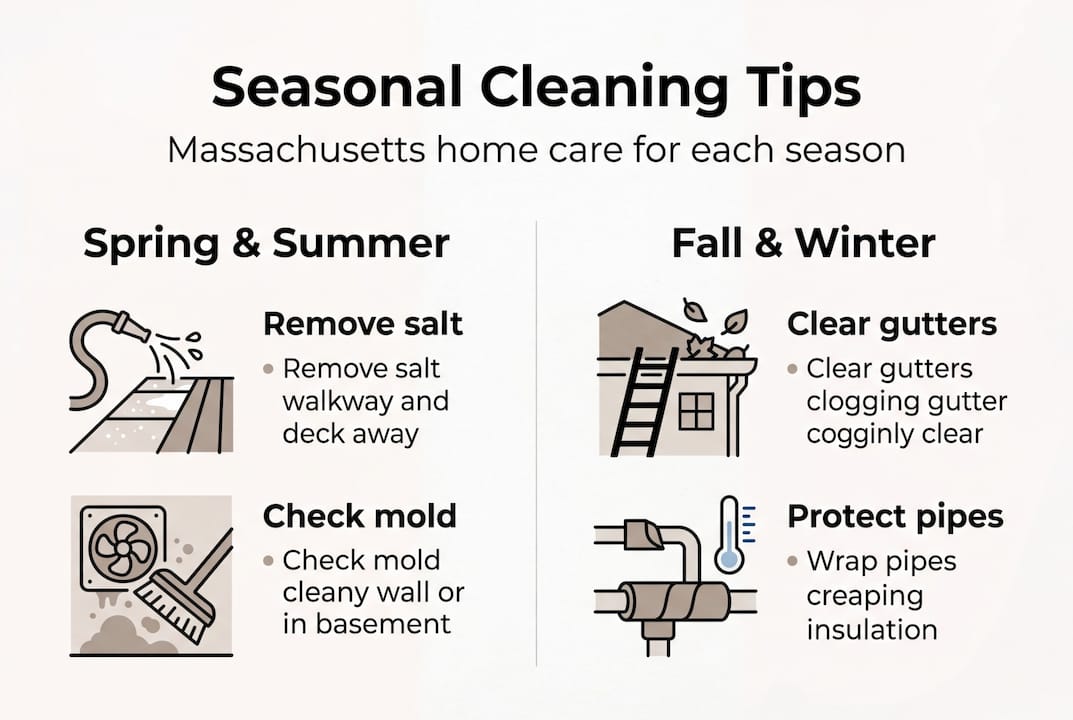 Infographic showing seasonal home cleaning priorities