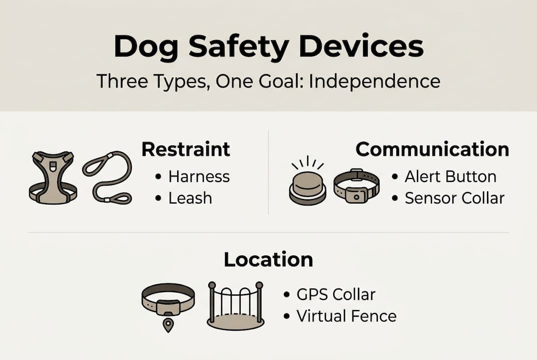 Infographic comparing types of dog safety devices