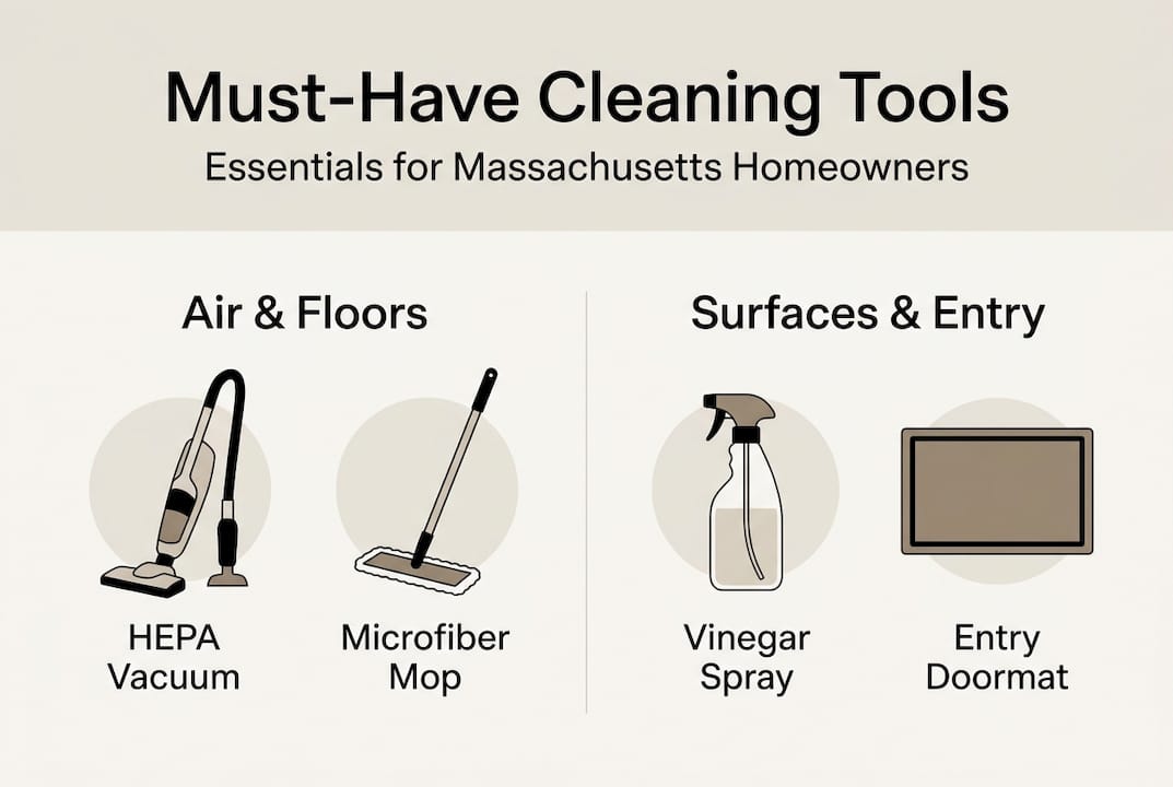 Infographic of essential home cleaning tools checklist