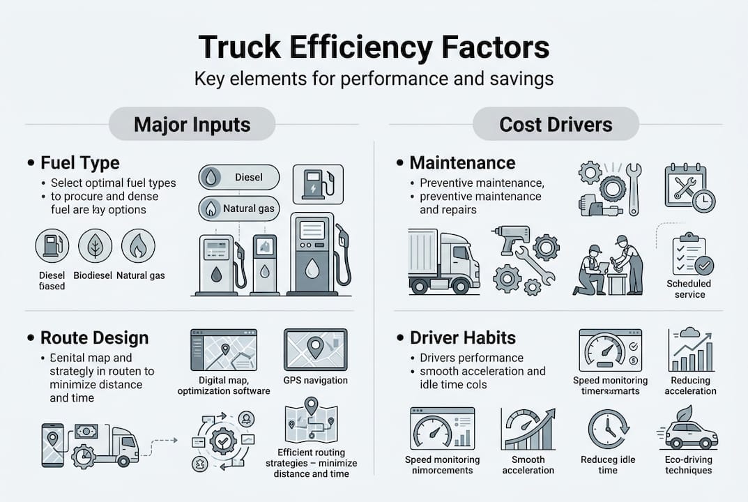 Infographic on key truck efficiency factors