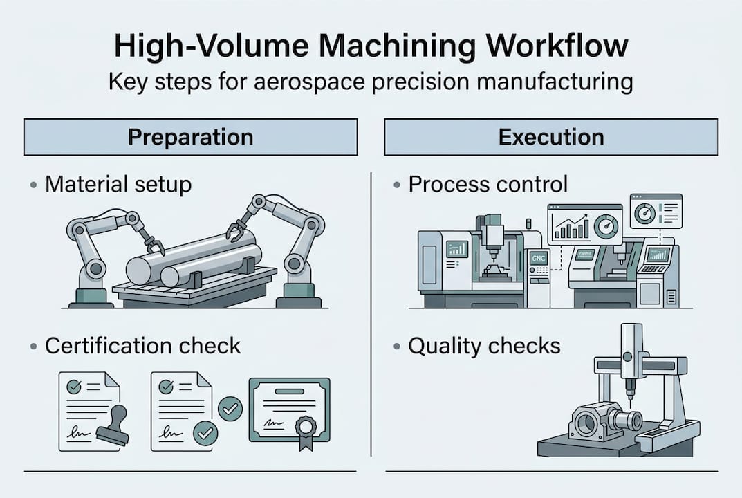 Infographic diagram of machining workflow steps