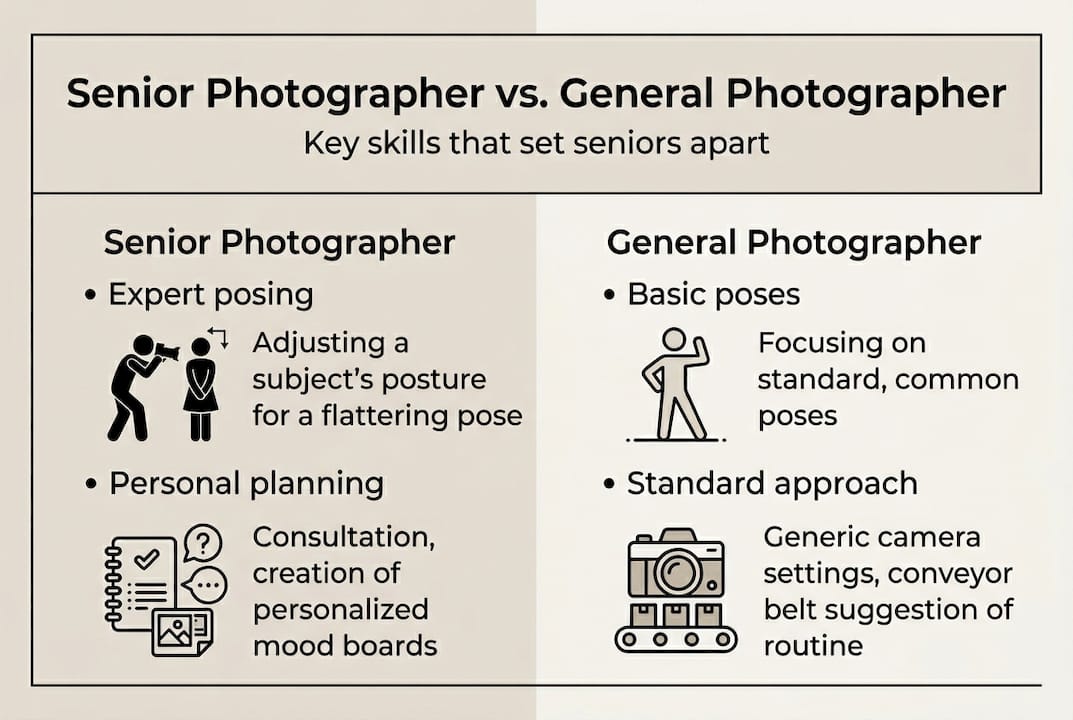 Infographic comparing senior vs general photographers