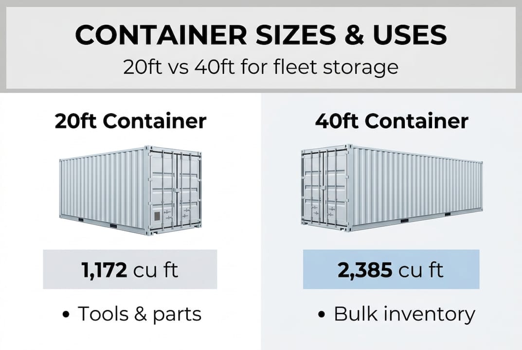Infographic comparing 20ft and 40ft containers