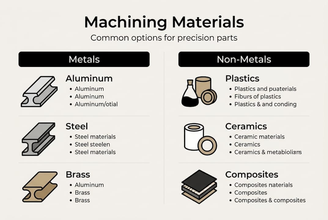 Infographic showing main machining materials overview