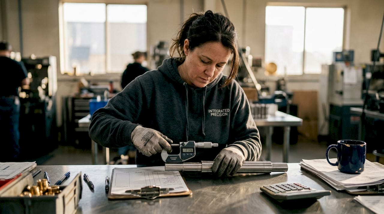 Inspector measuring shaft with digital micrometer