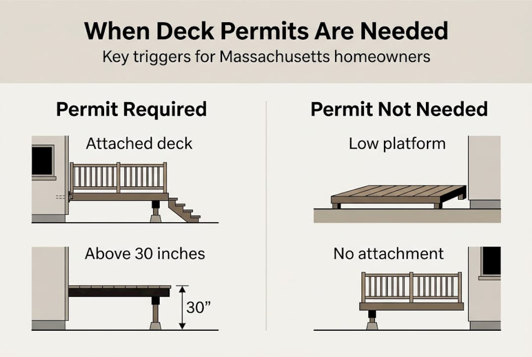Infographic of Massachusetts deck permit triggers