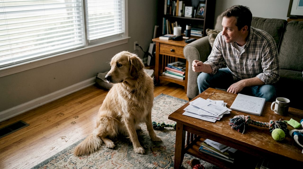 Adolescent dog showing distracted behavior