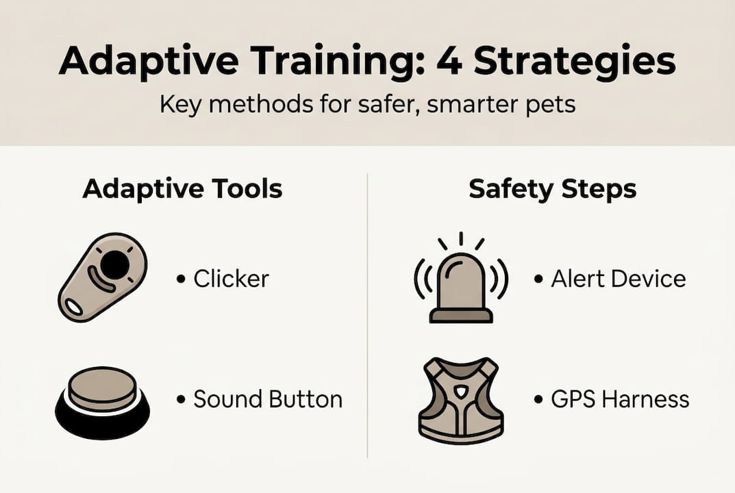 Infographic showing four adaptive pet safety strategies