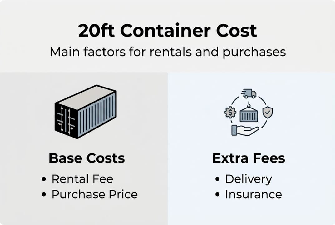 Infographic showing container cost factors breakdown