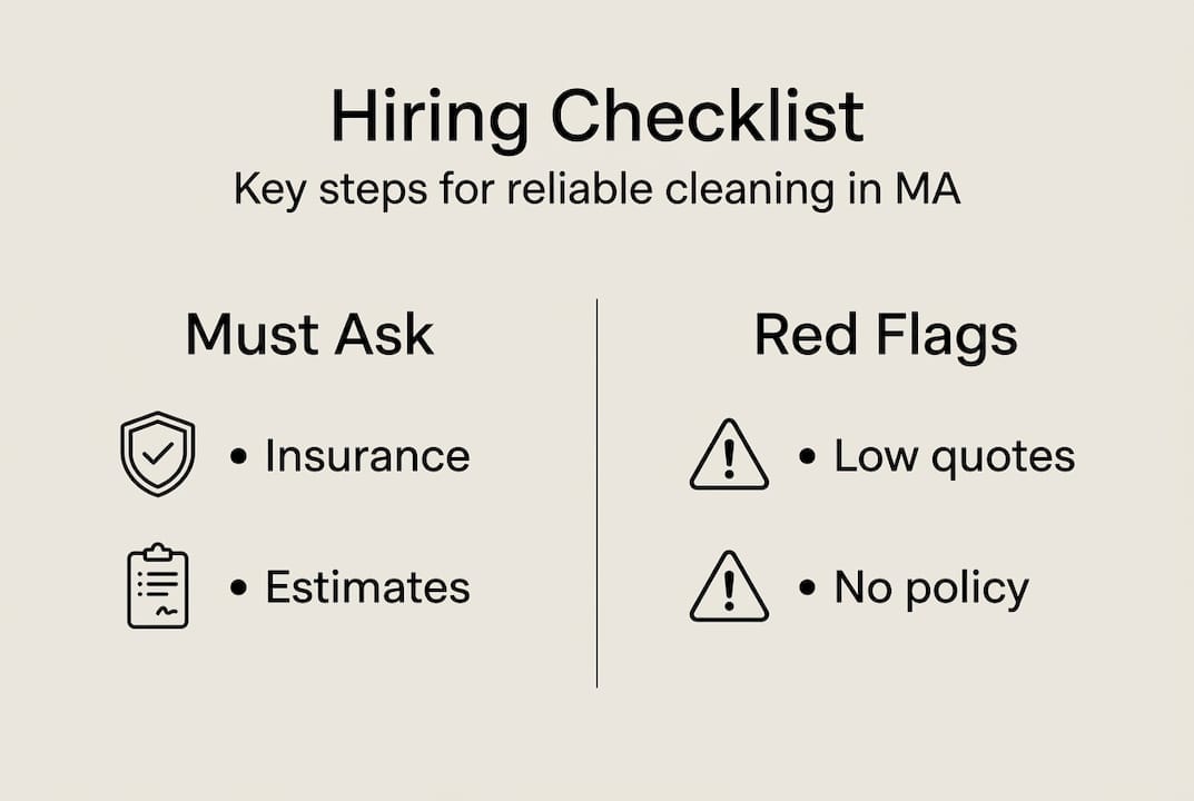 Infographic showing cleaning service hiring checklist