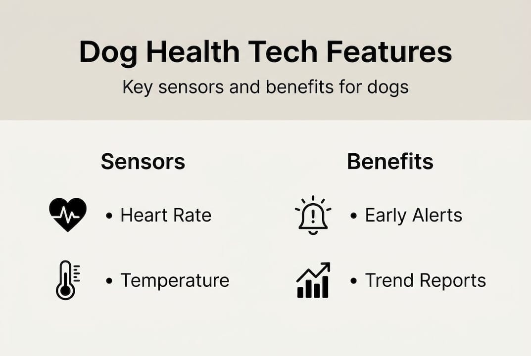 Infographic showing dog health tech sensors and benefits