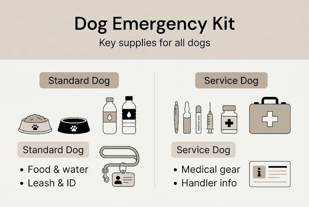 Infographic compares dog emergency kit essentials