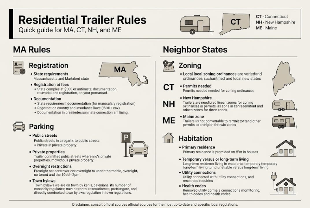 Infographic summarizing trailer rules for MA region