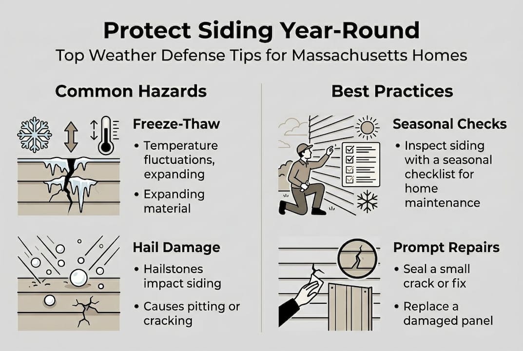 Infographic with siding hazards and protection tips