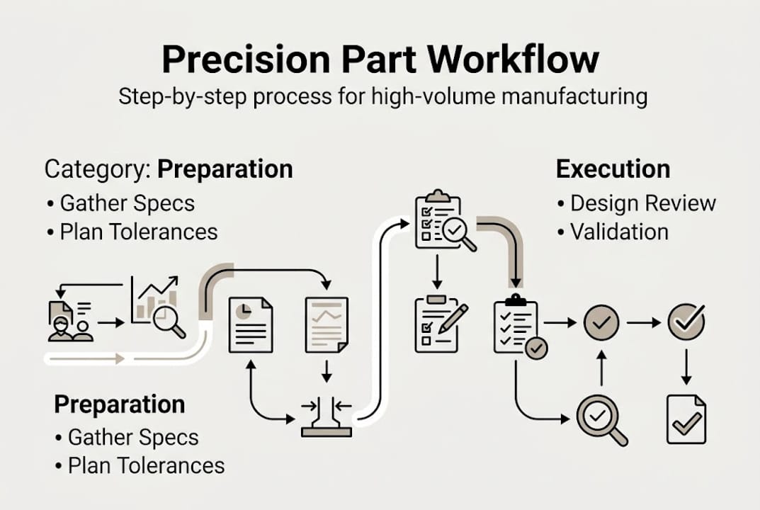Infographic showing key steps in part workflow