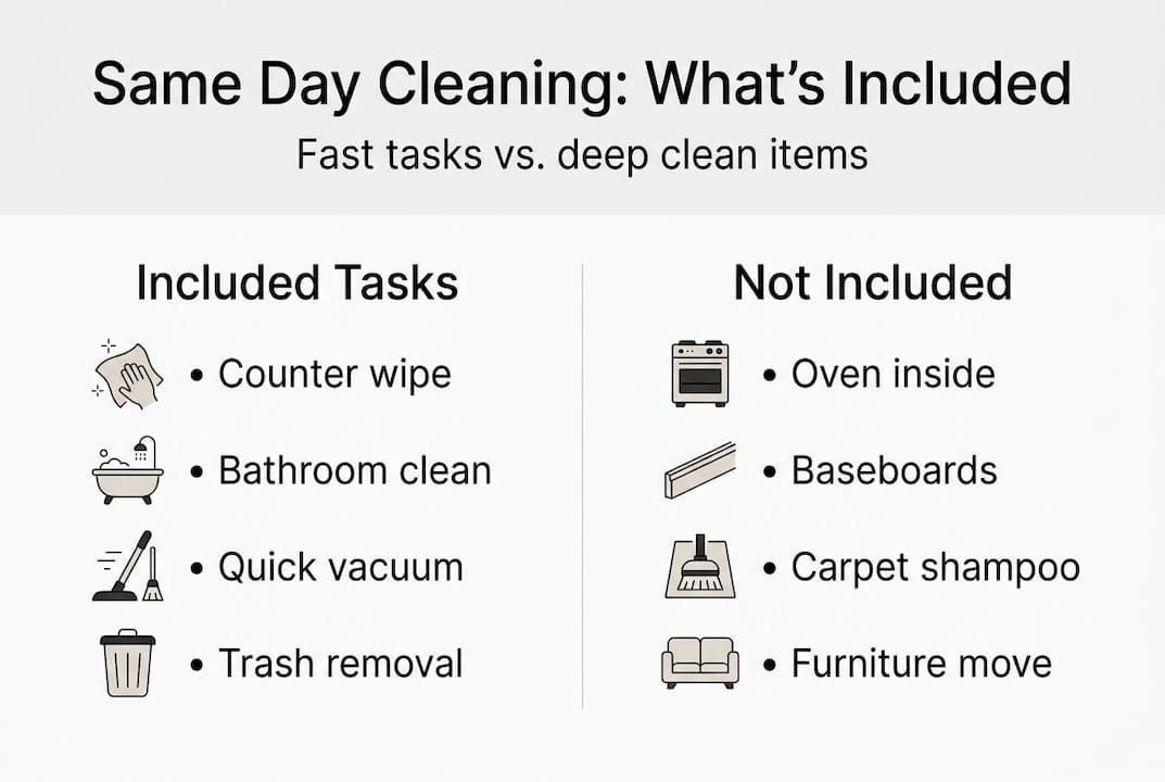 Infographic showing included and excluded cleaning tasks