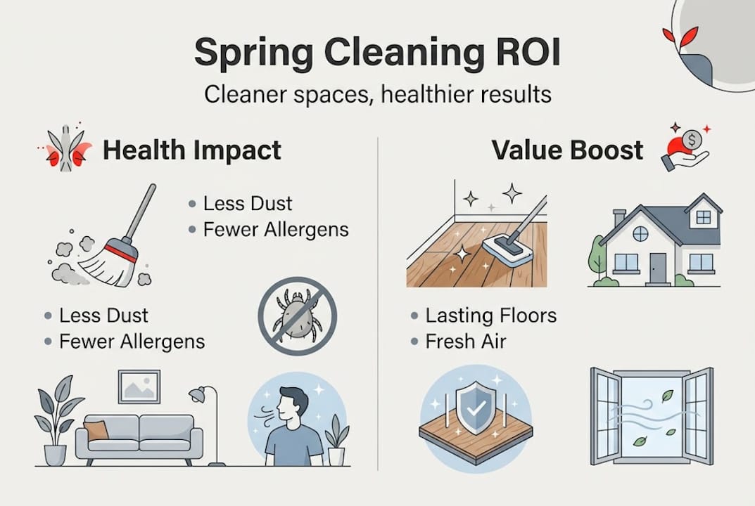 Infographic highlighting spring cleaning benefits